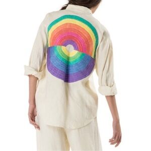 Mara Hoffman embroidered electrolight button down linen top